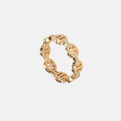 Hoorsenbuhs Dame Tri-Link Ring with Diamond Bridges - 18K Yellow Gold | Kith 18K Yellow Gold