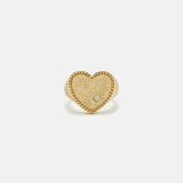 Yvonne Leon Chevaliere Coeur Pailletee Or Jaune - Yellow Gold | Kith Yellow Gold
