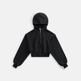 T by Alexander Wang Cropped Zipup Hoodie with Branded Seam Label - Bla | Kith Black