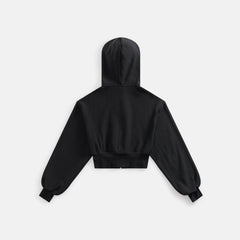 T by Alexander Wang Cropped Zipup Hoodie with Branded Seam Label - Bla | Kith Black