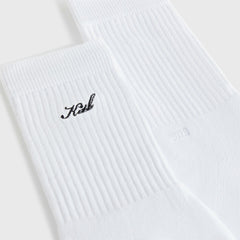Kith Women Script Classic Crew Socks - White | Kith White