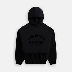 Essentials Nylon Fleece Hooded Sweater - Jet Black | Kith Jet Black