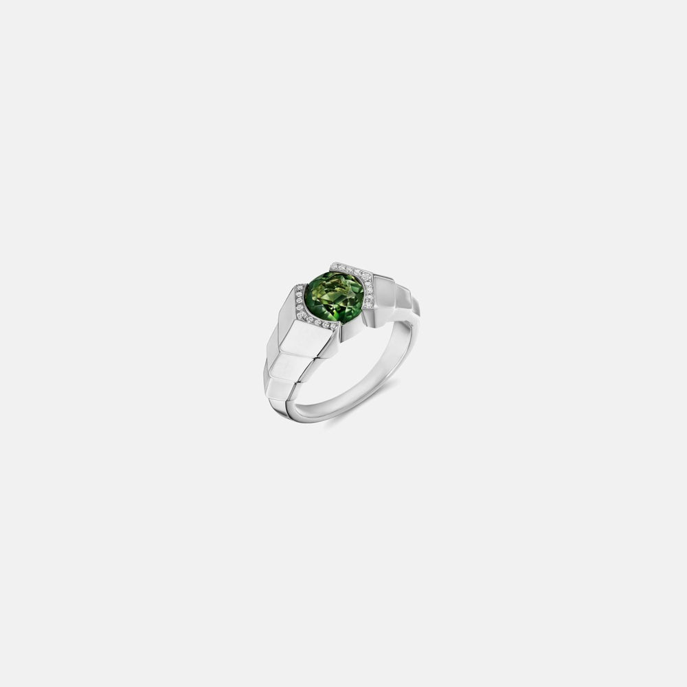 VL Cepher Arris Ring in Sterling Silver with Green Tourmalin - Silver | Kith Silver / Green