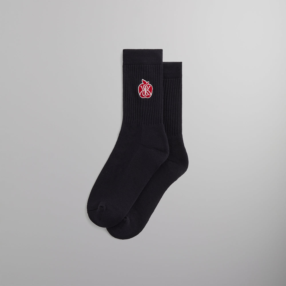Kith Apple Crest Embroidered Socks - Black | Kith Black