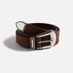Anderson's Narrowing Detail Western Nubuck Leather Belt - Brown | Kith Brown