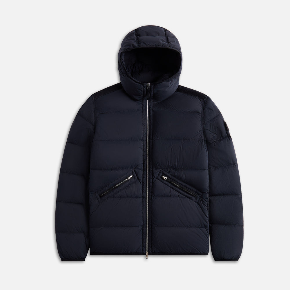 Stone Island Real Down Hooded Jacket - Navy Blue | Kith Navy Blue