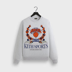 Kith for the New York Knicks Laurel Vintage Nelson Crewneck - Light He | Kith Light Heather Grey