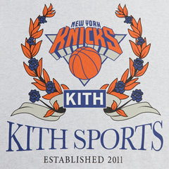 Kith for the New York Knicks Laurel Vintage Nelson Crewneck - Light He | Kith Light Heather Grey