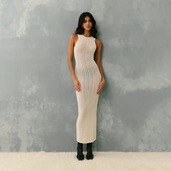 Kith Women Camille Chevron Pointelle Knit Maxi - Sandrift | Kith Sandrift