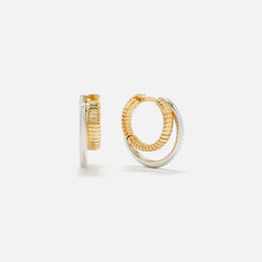 Yvonne Leon Two Tone Mini Hoop Earrings - Gold / Silver | Kith Gold / Silver