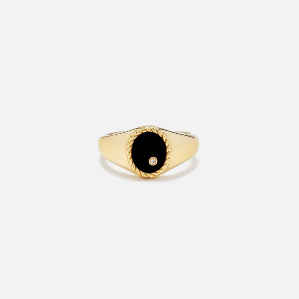 Yvonne Leon Baby Signet Ring With Diamond - Black | Kith Black