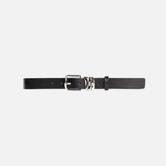 Black Suede Studio Boyfriend Belt - Black / Silver Hardware | Kith Black / Silver Hardware