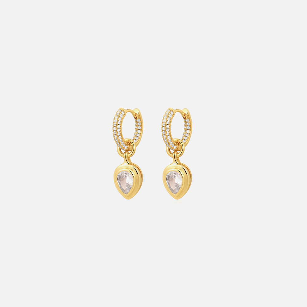Luv AJ The Pear Double Bezel Charm Huggies - Gold | Kith Gold