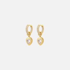 Luv AJ The Pear Double Bezel Charm Huggies - Gold | Kith Gold