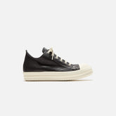 Rick Owens Low Sneakers Scarpe In Pelle - Black / Milk / Milk | Kith Black / Milk / Milk