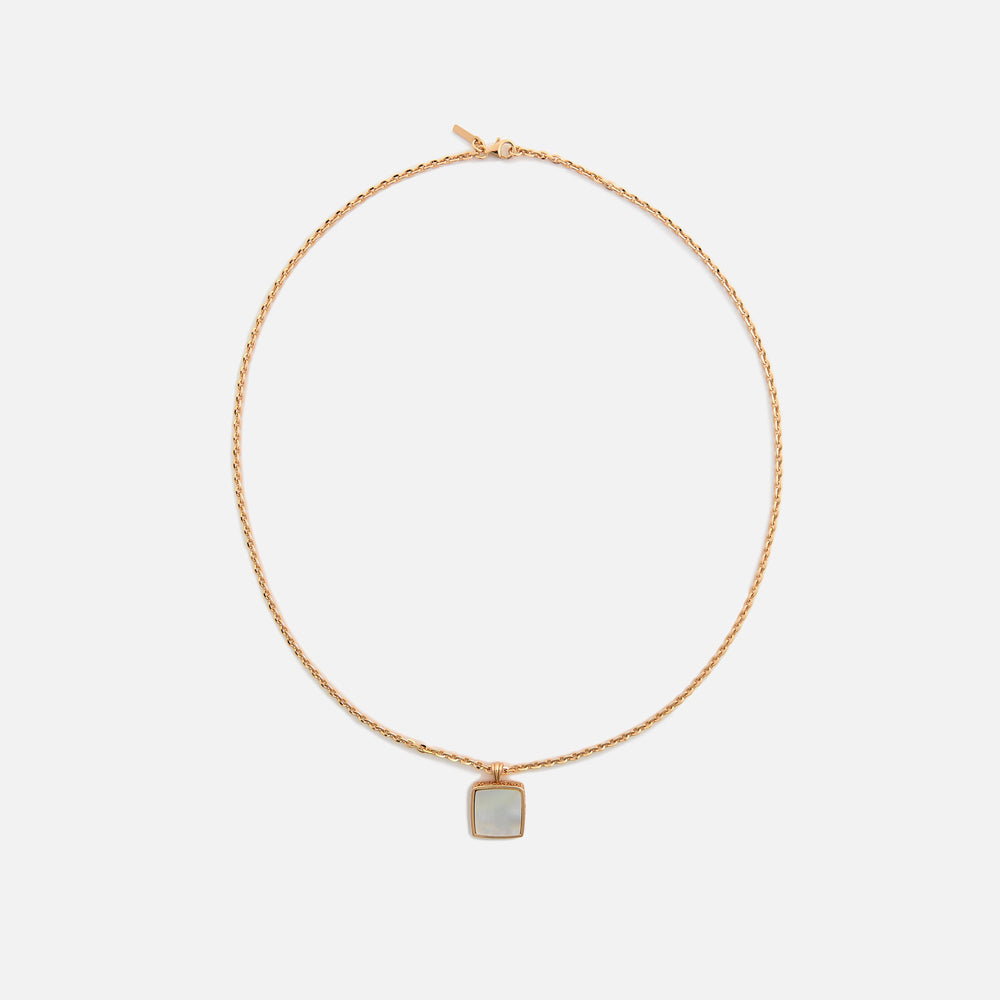 Emanuele Bicocchi Gold Square Mother of Pearl Amulet Necklace - Gold | Kith Gold