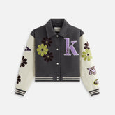 Kith Women Campbell Cropped Floral Varsity Jacket - Hematite | Kith Hematite