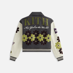 Kith Women Campbell Cropped Floral Varsity Jacket - Hematite | Kith Hematite