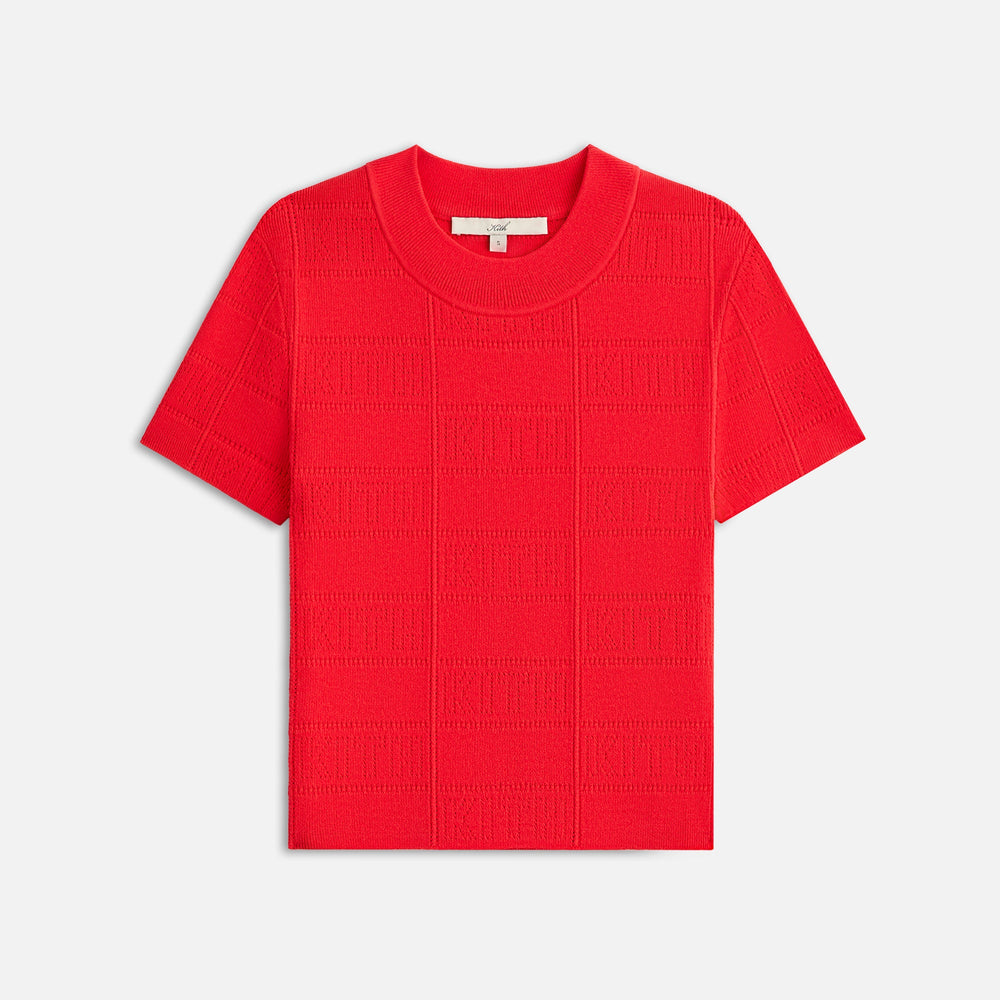 Kith Women Arys Monogram Pointelle Tee - Cinnabar | Kith Cinnabar