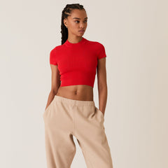 Kith Women Arys Monogram Pointelle Tee - Cinnabar | Kith Cinnabar