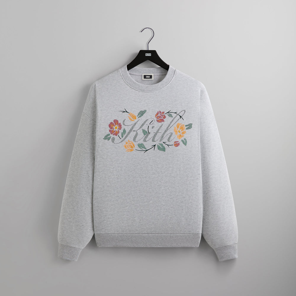 Kith Floral Script Nelson Crewneck - Light Heather Grey | Kith Light Heather Grey