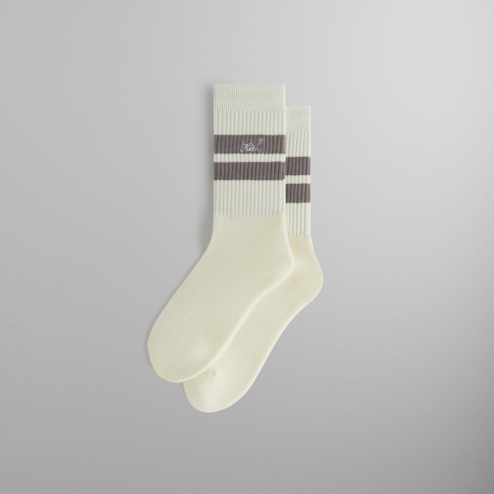 Kith Double Stripe Script Embroidered Cotton Crew Socks - Argon | Kith Argon