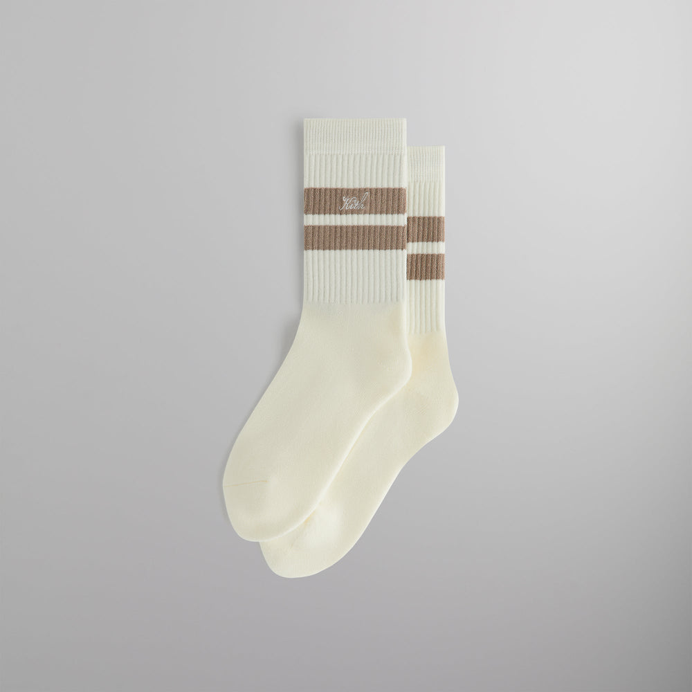 Kith Double Stripe Script Embroidered Cotton Crew Socks - Molecule | Kith Molecule