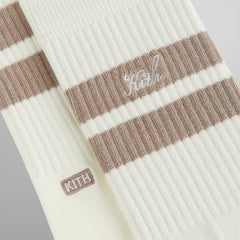 Kith Double Stripe Script Embroidered Cotton Crew Socks - Molecule | Kith Molecule