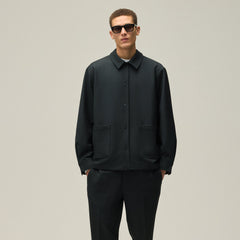 Kith Double Weave Boxy Collared Overshirt - Black | Kith Black