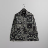Kith Washed Cotton Bandana Boxy Collared Overshirt - Black | Kith Black