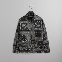 Kith Washed Cotton Bandana Boxy Collared Overshirt - Black | Kith Black