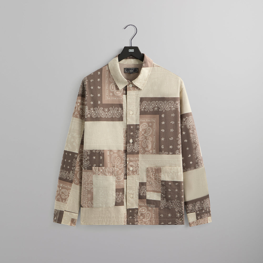 Kith Washed Cotton Bandana Boxy Collared Overshirt - Overcast | Kith Overcast