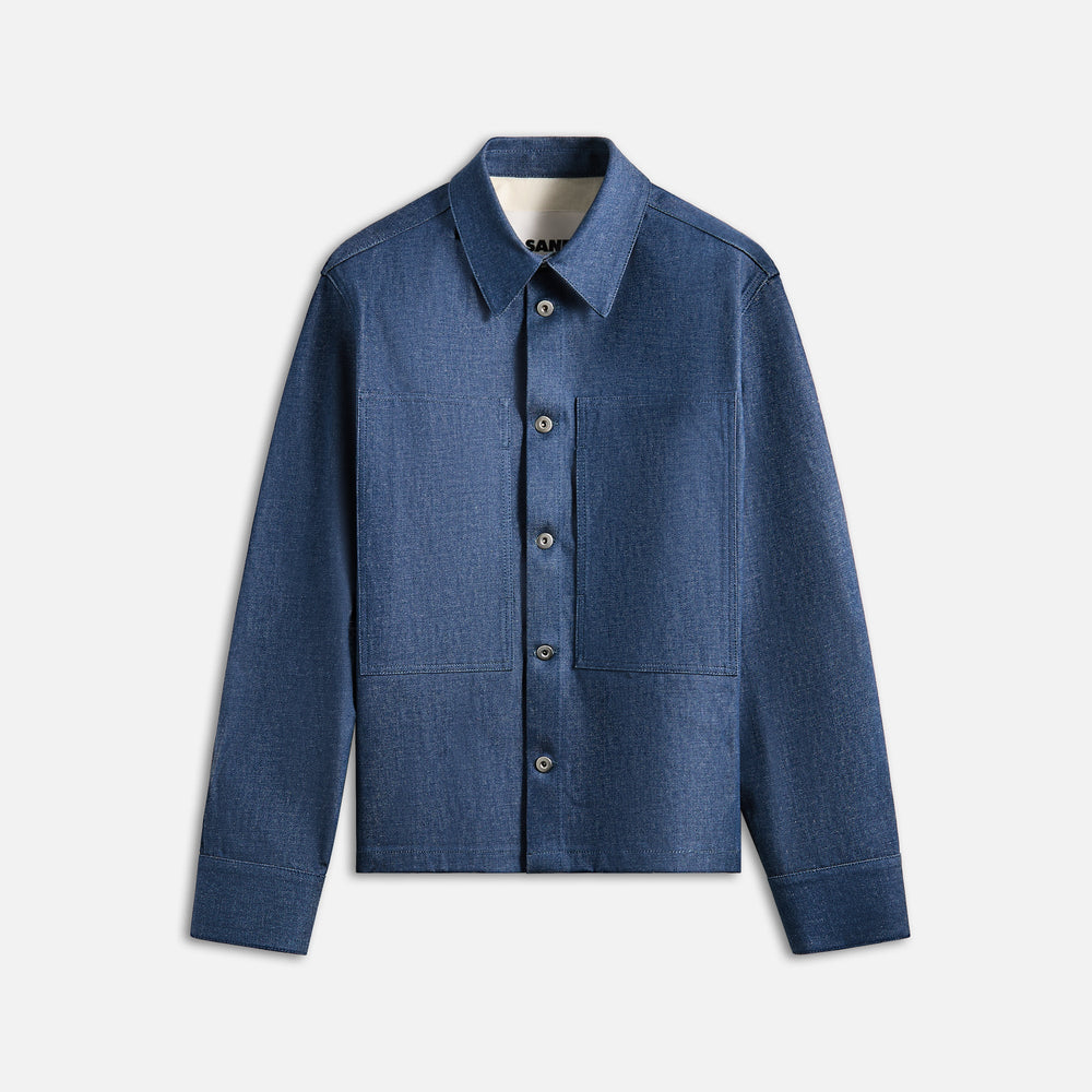 Jil Sander Textured Dry Cotton Denim Shirt - Blue | Kith Blue