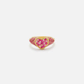 Yvonne Leon Baby Chevaliere Coeur Multi Saphirs Roses - Gold / Pink | Kith Gold / Pink