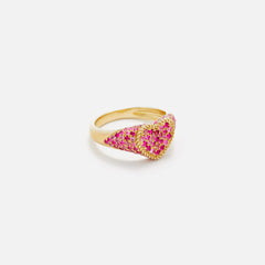 Yvonne Leon Baby Chevaliere Coeur Multi Saphirs Roses - Gold / Pink | Kith Gold / Pink