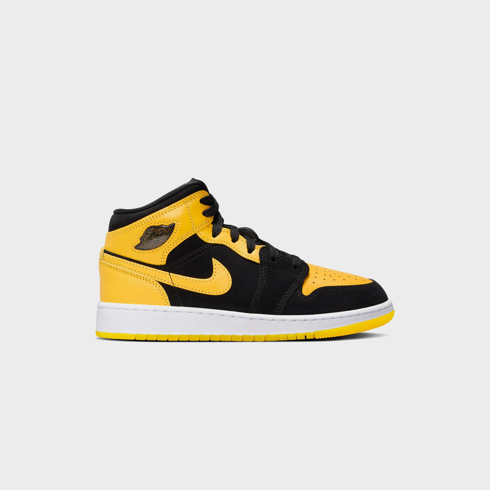 Nike GS Air Jordan 1 Mid SE - Black / White / Varsity Maize | Kith Black / White / Varsity Maize