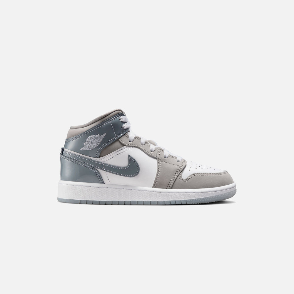 Jordan GS Air Jordan 1 Mid SE - White / Cool Grey / Med Grey | Kith White / Cool Grey / Med Grey