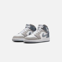 Jordan GS Air Jordan 1 Mid SE - White / Cool Grey / Med Grey | Kith White / Cool Grey / Med Grey
