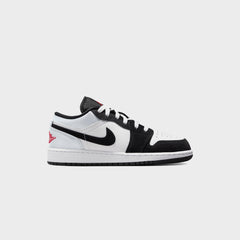 Air Jordan GS 1 Low Se Uni - White / Black / Matte Silver / Fire Red | Kith White / Black / Matte Silver / Fire Red