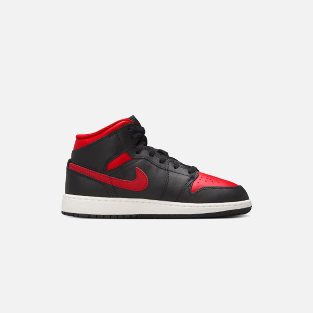 Jordan GS Air Jordan 1 Mid Bg - Black / Varsity Red / Summit White | Kith Black / Varsity Red / Summit White