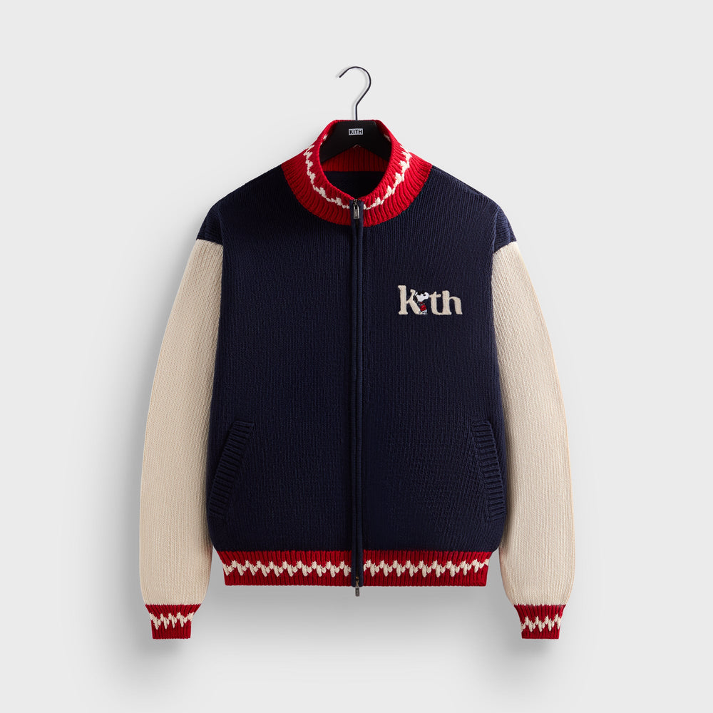 Kith for Peanuts Globe Wyona Full Zip Sweater - Nocturnal | Kith Nocturnal