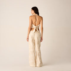 Kith Women Kumi Floral Embroidered Halter - Sandrift | Kith Sandrift
