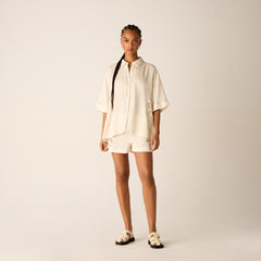Kith Women Mari Broderie Crest Shirt - Waffle | Kith Waffle