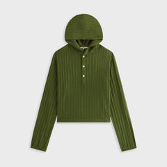 Kith Women Umi Plisse Drawstring Hoodie - Kelp | Kith Kelp