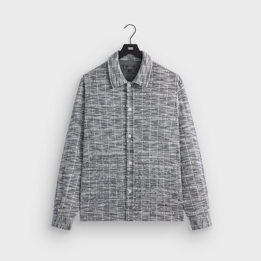 Kith Tweed Long Sleeve Boxy Collared Overshirt - Nocturnal | Kith Nocturnal