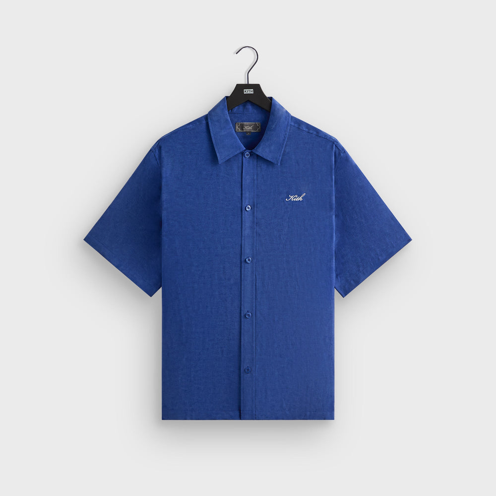 Kith Cupro Linen Short Sleeve Boxy Collared Overshirt - Current | Kith Current