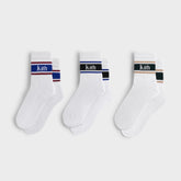 Kith 3-Pack Variegated Striped Mid Crew Socks - White | Kith White