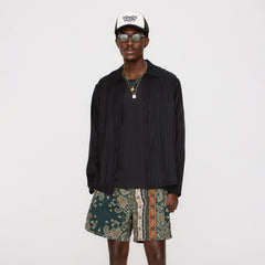 Kith Crest Logo Boxy Collared Overshirt - Black | Kith Black