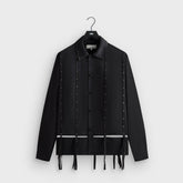 &Kin Ribbon Long Sleeve Boxy Collared Overshirt - Black | Kith Black