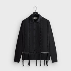 &Kin Ribbon Long Sleeve Boxy Collared Overshirt - Black | Kith Black